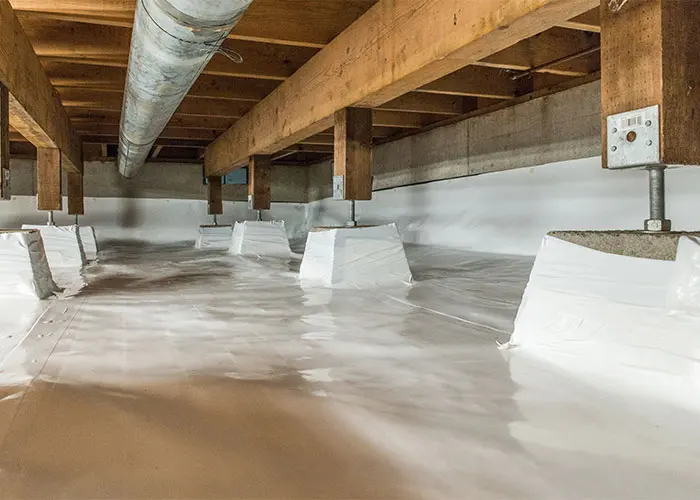 A clean crawl space with a fresh vapor barrier in Kannapolis, NC