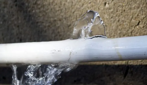 A frozen pipe that split during a hard freeze in a Kannapolis, NC home